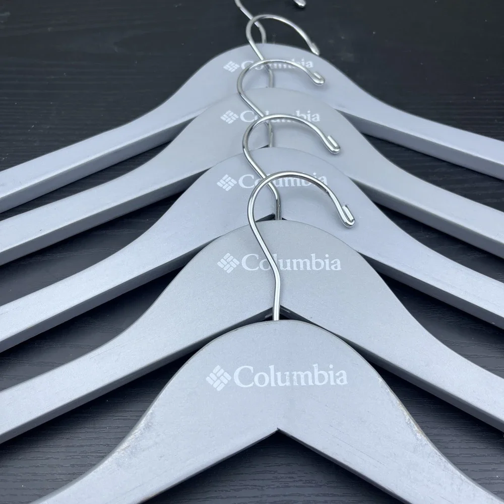 Columbia Sportswear Company Wooden Clothes Hangers Gray Set of 5